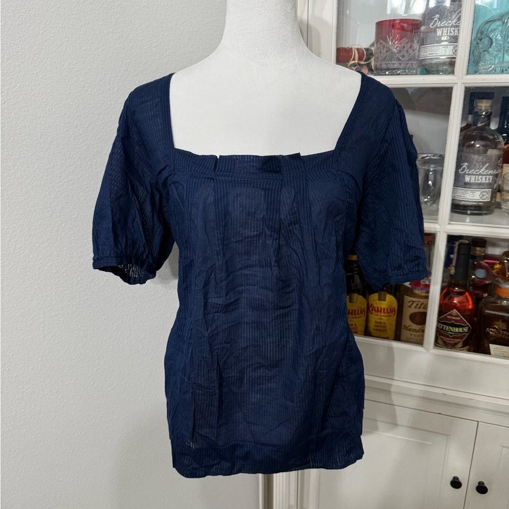 American Eagle Outfitters Navy Textured Blouse